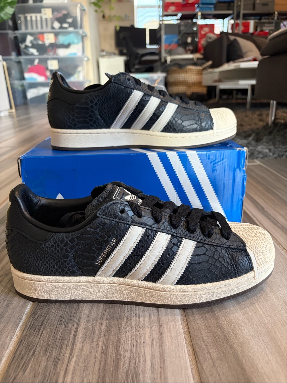 Men's adidas Originals Superstar II SE Croc Shoes - Black/White KH8972